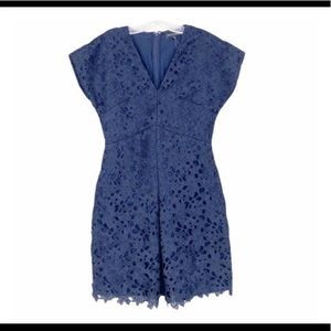 Banana Republic Navy Blue Lace Crochet Flower V-neck Cocktail Dress, Size 10